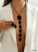 Trendy Geometric Spray Paint Earring & Necklace Set juoda
