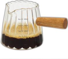 Espresso Cups 6OZ, Espresso Accessories, Expresso Shots Cup, Espresso Shot Glass with V-Shaped Mouth, Ribbed Milk Frothing Pitcher, Glass Measuring 1