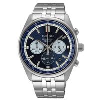 SEIKO Quartz Chronograph Watch Silver Navy Dial SSB427P1