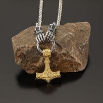 Viking Retro Hammer Pendant Necklace: Trendy Norwegian-Style Fist Necklace for Parties A0357