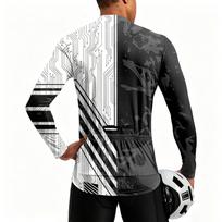 Men’s Crew Neck Printed Zip Breathable Quick Dry Long Sleeve Cycling Jersey with Abstract and Circuit Design for Outdoor Sports L juoda