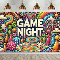 2D Premium Printed  GAME NIGHT  Backdrop Vibrant Game Party Banner 47.2x31.5inch/120*80cm