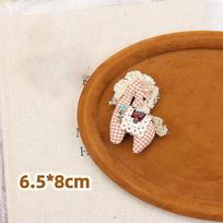 Cute Fabric Pink Plaid Pony Cartoon Stuffed Embroidered Animal Brooch Accessor For Clothing Accessories