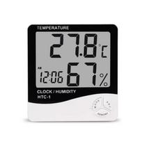 LCD Digital Temperature Humidity Meter HTC-1 HTC-2 Home Indoor Outdoor hygrometer thermometer Weather Station with Clock