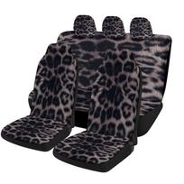 Automobilio sėdynių užvalkalų komplektas su leopardo rašto dizainu, tinkantis įvairioms transporto priemonėms. Stilingi ir kvėpuojantys, šie dekoratyvūs