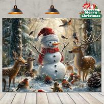 2D Premium Printed Winter Wonderland Backdrop Holiday Party Decor 47.2x31.5inch/120*80cm
