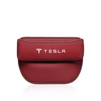 Car Seat Gap Organizer Leather Console Side Pocket Auto Crevice Filler Storage Box for Tesla Model 3 Model S X Y Accessories raudona