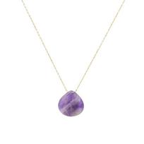 Stainless Steel Waterdrop Pendant Necklace Minimalist Colorful Stone Necklace Light Luxury Choker Collarbone Chain Daily