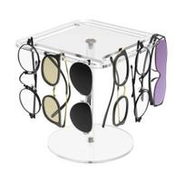 360 Degrees Rotating Sunglasses Organizer Single/Dual Layer Clear Acrylic Glasses Storage Rack Space Saving Heavy Duty Eyewear Display Stand Holder Single Layer