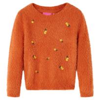 Sweter Dziecięcy Z Dzianiny, Palony Pomarańcz, 140