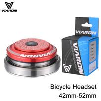 VIARON MTB Bicycle Headset 42/52 44/55 /56mm CNC 1 1/8  28.6 Spinal Canal/Straight Tube Fork Internal Mountain Road Bike Headset Red 42mm-52mm