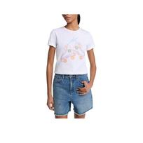 Michael Kors Satin Print Cotton Short Sleeve Regular T-Shirt Women tops JT551RZ97J-0100 S