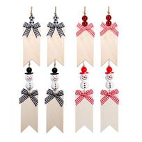 8Pcs Christmas Stocking Hanging Tags Wooden Name Tags Snowman Bead DIY Sign Ornament for Tree Stockings Home Decor 8pcs