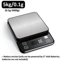 3/5/10kg 0.1g Digital Electronic Kitchen Scale LCD Display Fully Waterproof Stainless Steel Measuring Weighing Baking Tool Battery-5kg
