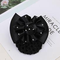 Lovely Korean Style Cloth Headdress Rhinestone Hair Accessory Girl Bun Cover Snood Ponytail Holder Spring Clip Women Hair Net juoda
