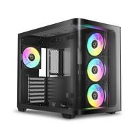 Iota C70 BK Curve ARGB Digital Mid-Tower ATX Gaming PC Case, 270° Curved Panoramic View, Real-time Temperature Display, 4 Pre-installed PWM Fans,