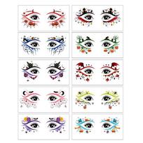 Pumpkin Ghost Skull Halloween Face Tattoo Cartoon Waterproof Cheek Eyes Temporary Stickers Transparent Disposable