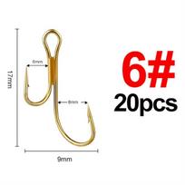 20Pcs High Carbon Steel Salmon Trout Ryder Pike Duple Hook Twins Hooks Golden Fishing Hooks Double Fishing Hooks Fishing Hooks