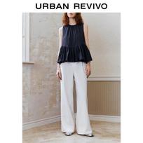 UR Women's Casual Solid Wide-Leg Pants L pilkšvai balta