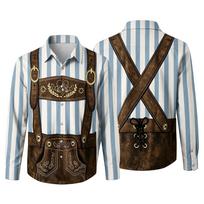 Men's Oktoberfest 3D Print Loose Fit Long Sleeve Shirt Button Down Collar Vintage Casual Shirt Suitable for Spring Autumn Outdoor Festival Party M oranžinė