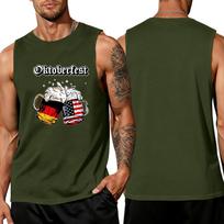 Men's Sleeveless Tank Top Oktoberfest Print Loose Fit Casual Summer Vest Breathable Lightweight Muscle Shirt for Daily Wear L
