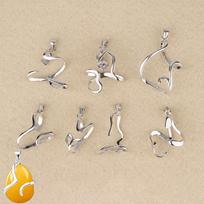Ting Xiang Kai S925 Sterling Silver Irregular Adjustable Pendant for Amber, Beeswax, and Turquoise. No. 02 Empty Pendant Setting