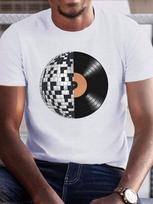 Disco Ball And Vinyl RecoJIAN Printed Unisex's Versatile Casual Short-Sleeved T-Shirt XXXL