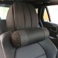 Memory Foam Car Neck Pillow/Genuine Leather Auto Cervical Round Roll Office Chair Bolster Headrest Supports Cushion Pad