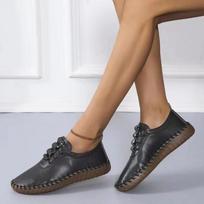 Sportiniai bateliai Moteriški Batai Platforminiai Loaferiai Suvarstomi odiniai plokščiapadžiai 2023 m. pavasario tendencija, laisvalaikio mama batai Mujer Zapatos Chaussure Femme 35 juoda