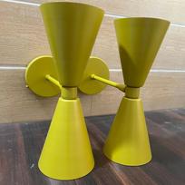 Mid-Century Modern Yellow Wall Sconce, Double Cone Sconce, Minimalist Vanity Light, Modern Wall Lighting Fixture For Restaurant