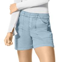 Women's Soft Stretch Twill Short Side Pockets Soft Feel No Button & No Zipper Flattering Fit XL dangaus mėlyna spalva