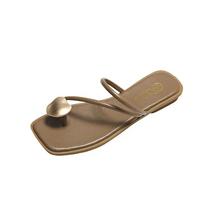 Clip Toe Flip-flops Slippers Women 2024 New Square Toe Beach Casual Slides Female Flat Casual Sandals Pantuflas De Mujer 2024 35