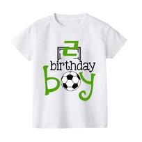 Laisvalaikio vaikiški marškinėliai Futbolas ir gimtadienis Spausdinimas Vaikų T-shirt 2-9Y Madingi trumpomis rankovėmis apvalia kaklo iškirpte Marškinėliai Viršus Vasariniai futbolo drabužiai 4T(110cm)