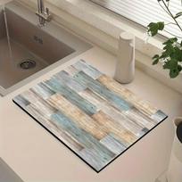 1Pcs Rubber Drying Mat With wood For Coffee Shop Restaurant Kitchen Carpet Tableware Durable Diatom Mud Table Mat Pet Mat Coffeeware 30*40 gray