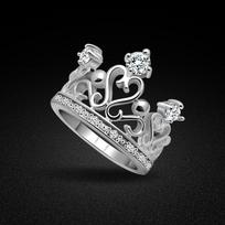 Zircon Crown Ring Women'S Temperament Index Finger Ring Electro/White Gold Jewelry 6