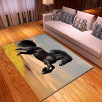 Horse Living Room Area Rug Large Horse Print 3D Carpet Bedroom Floor Rugs Parlor Kids Play Gamer Rug Flannel Floormat Anti-slip 40x60cm