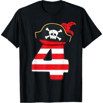 Arrr I'm 4, Cool Pirate Theme 4th Birthday Party Boys Girls T-Shirt S