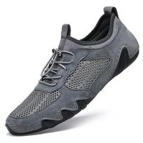 Soft Summer Loafers Breathable Man Tenis Masculino Lightweight Mesh Casual Shoes Hollow Out Men Sneakers Quick Dry Walking Shoes 38 pilka spalva