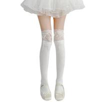New Thigh High Socks Knit Lace Bowknot Autumn And Winter Thick Leg Warmers Stockings White Black Lolita Cute Over The Knee Socks One Size