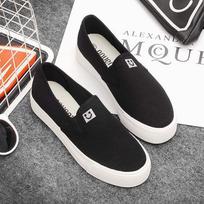 Spring cloth shoes black and white one-pedal flat-soled canvas shoes lazy shoes 35
