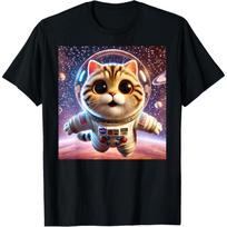 Katė Astronautas, Kosminė Katė, Juokingi Planetų T-shirt dovana Vyrams Moterims Vaikams(3) S juoda