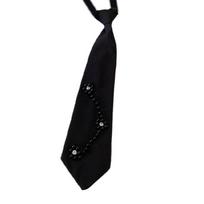 Students Shirt Pearl Necktie Girls Pre Tied Black Uniform Detachable Tie juoda