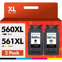 Cartouches d'encre - 100DRINE - PG-560XL/CL-561XL - Pack 1 noir+1 couleur - Haute capacité - Compatible Canon Pixma
