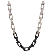 Louis Vuitton Damier Engraved Monogram Pattern Metal Necklace Men necklace Silver Black M00677 Basic Packaging-Dust Bag+Box