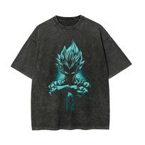 Anime Dragon Ball Z Vegeta Vintage Wash T-Shirt Short Sleeve Loose Sports Fitness T-Shirt Men's Harajuku Clothing Dragon Ball L