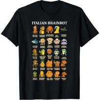 25 itališkas BRAINROT Juokingas itališkas Brainrot Memų Veikėjas Marškinėliai S juoda
