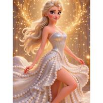 Disney Pearl Painting Princess Elsa Gilt White Dress Creative Art 5D Exquisite Landscape Sparkling Painting Craft Home Wall DecorationDIYHandmadeGift 35x45cm