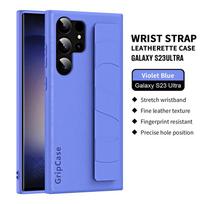 Odinė riešo dirželio telefono dėklas, skirtas Samsung S22 S23 Ultra Plus, rankos dirželis, laikiklis, atsparus smūgiams, plonas, kietas galinis dangtelis, skirtas S23 S22 For S22 Plus blue