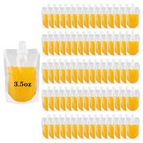 100Pcs Plastic Flasks, 3.5Oz Drink Pouches Bulk, Reusable Drink Pouches, Leak-Proof Food Grade Plastic Flasks for Travel 100pcs