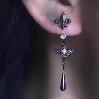 New Purple Rose Iris Water Drop Pendant Earrings for Women Retro Trendy Versatile New Gothic Jewelry Gift